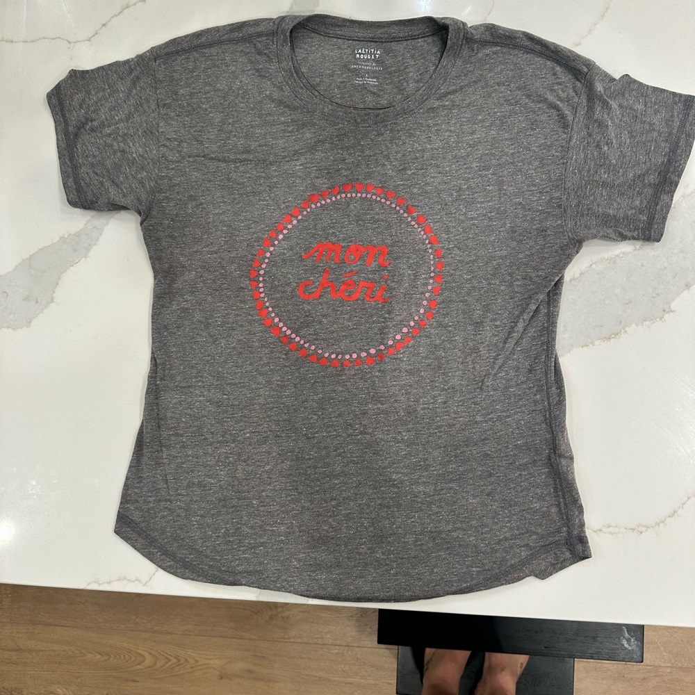 Anthropologie Charcoal Tee by Laetitia Rouget